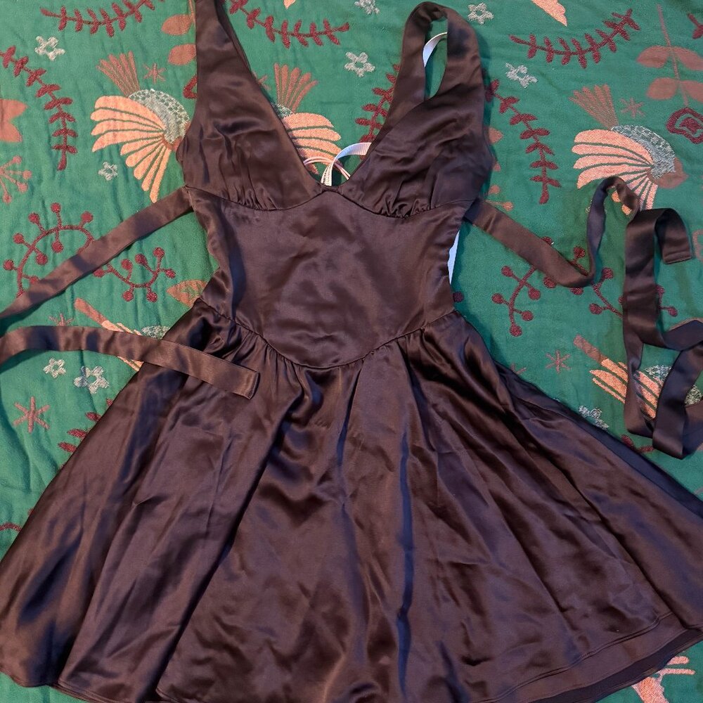 House of CB - Shiema rich brown mini dress (XS) NWT - Picture 5 of 10